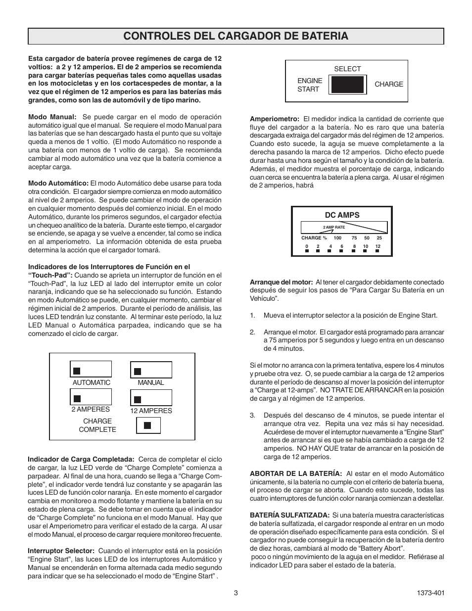 Controles del cargador de bateria | Schumacher 9275A-PE User Manual | Page 11 / 16