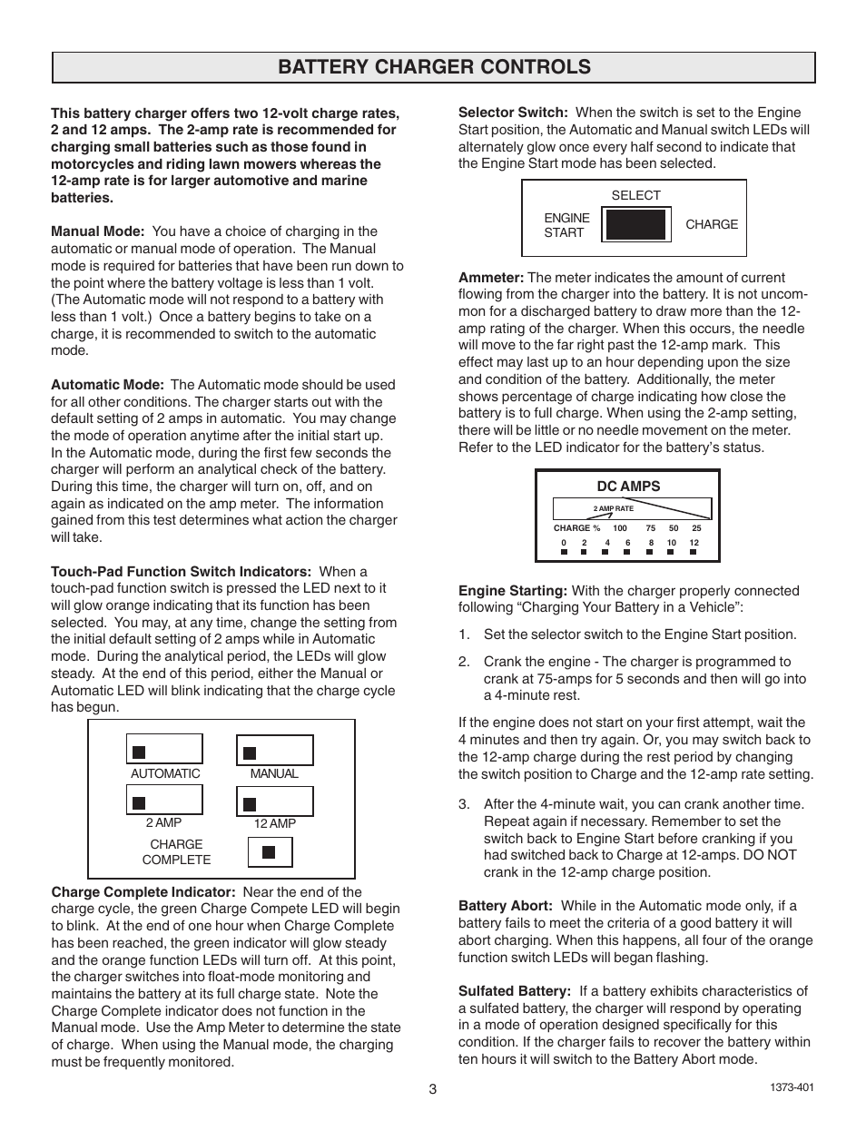 Battery charger controls | Schumacher 9275A-PE User Manual | Page 3 / 16
