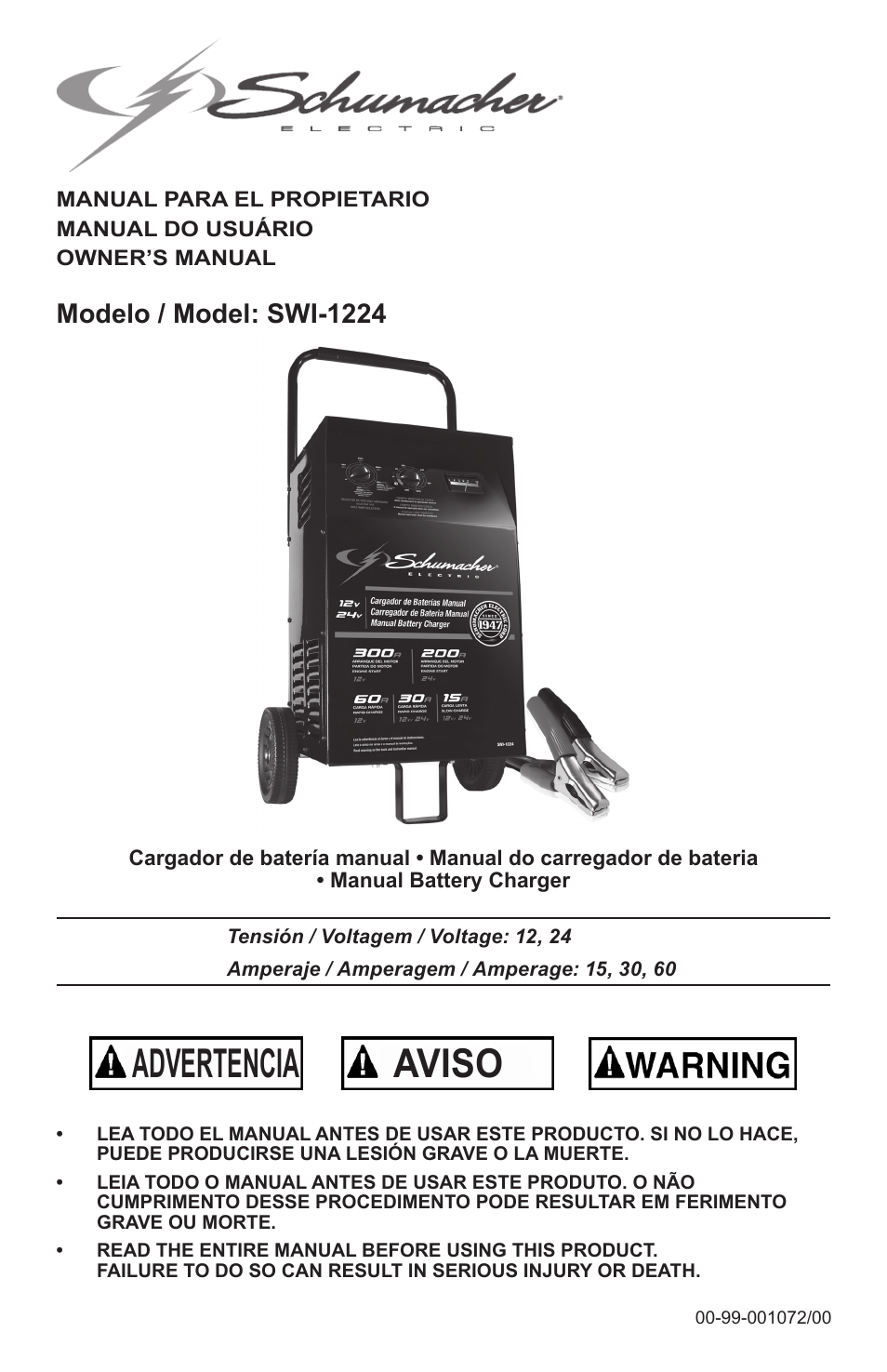 Schumacher Manual Battery Charger SWI-1224 User Manual | 49 pages