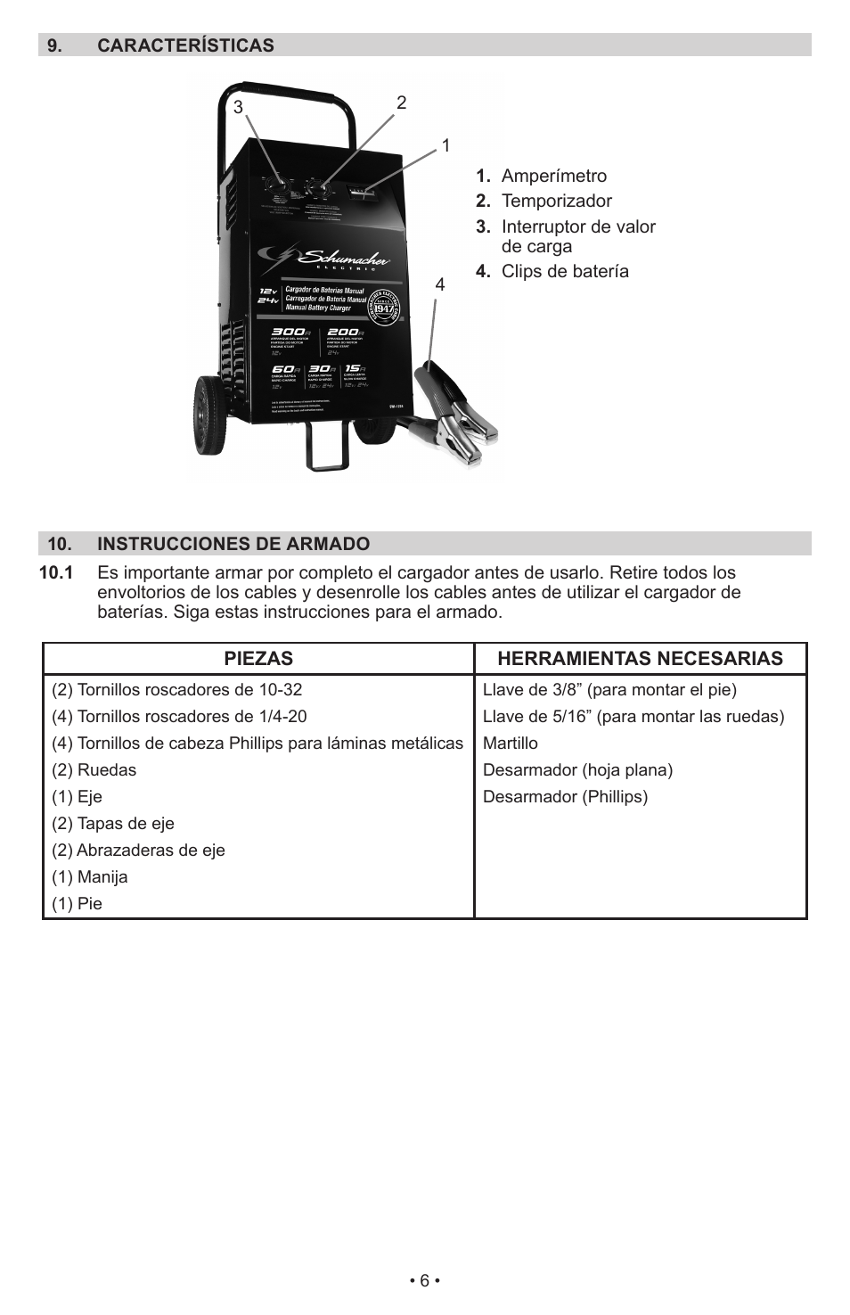 Schumacher Manual Battery Charger SWI-1224 User Manual | Page 10 / 49