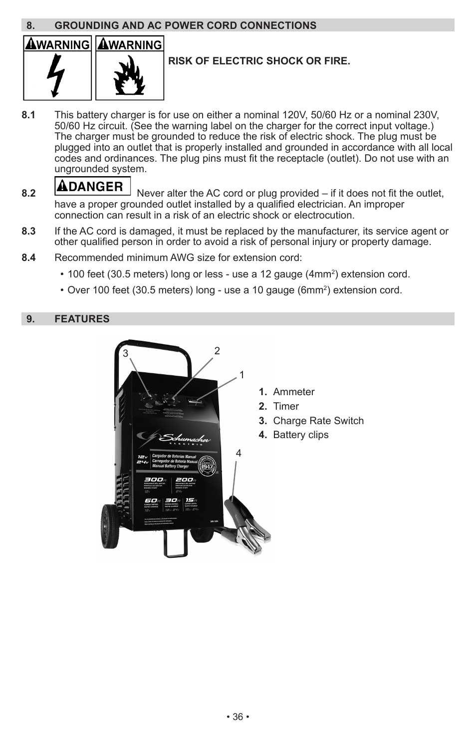 Schumacher Manual Battery Charger SWI-1224 User Manual | Page 40 / 49