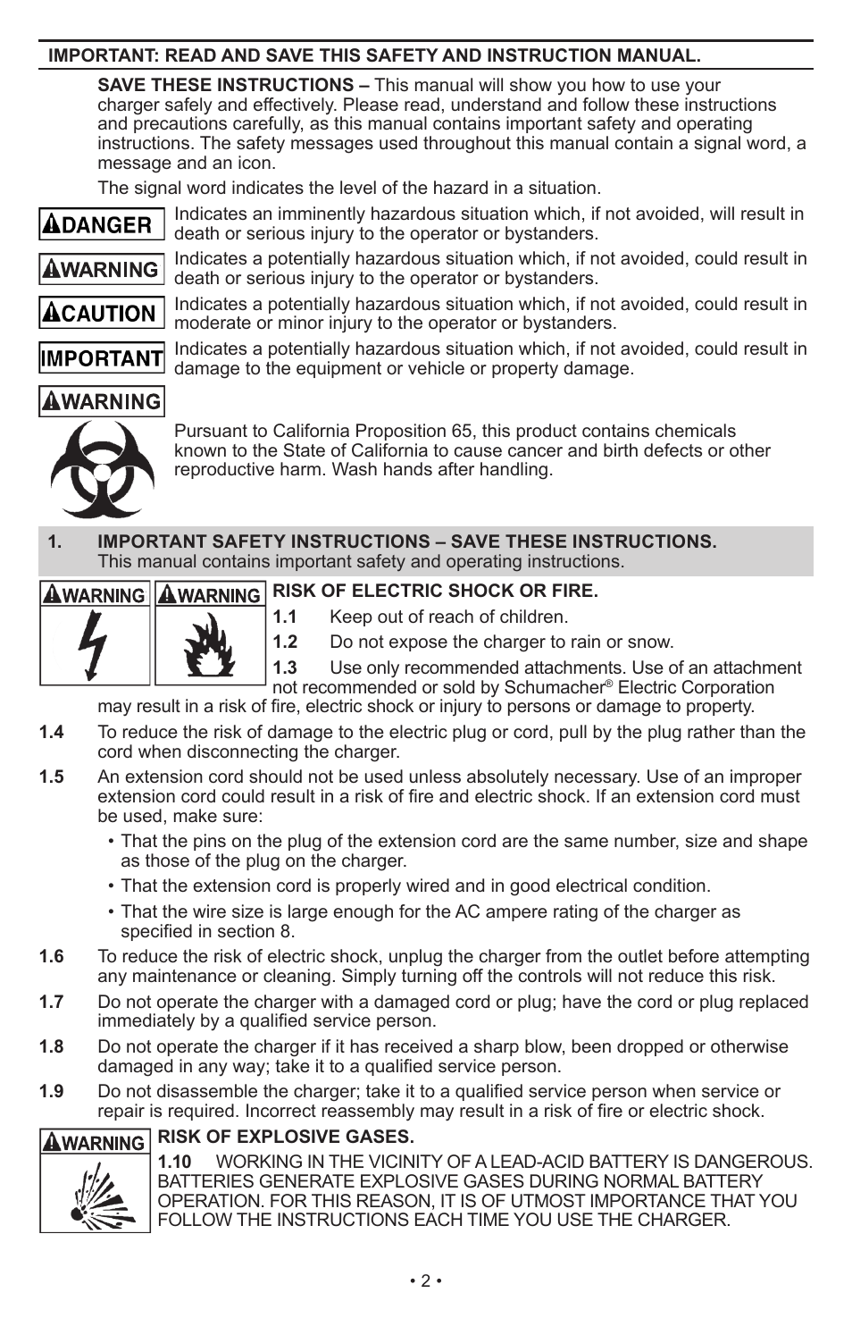 Schumacher Proseries Automatic PS-1022M User Manual | Page 2 / 36