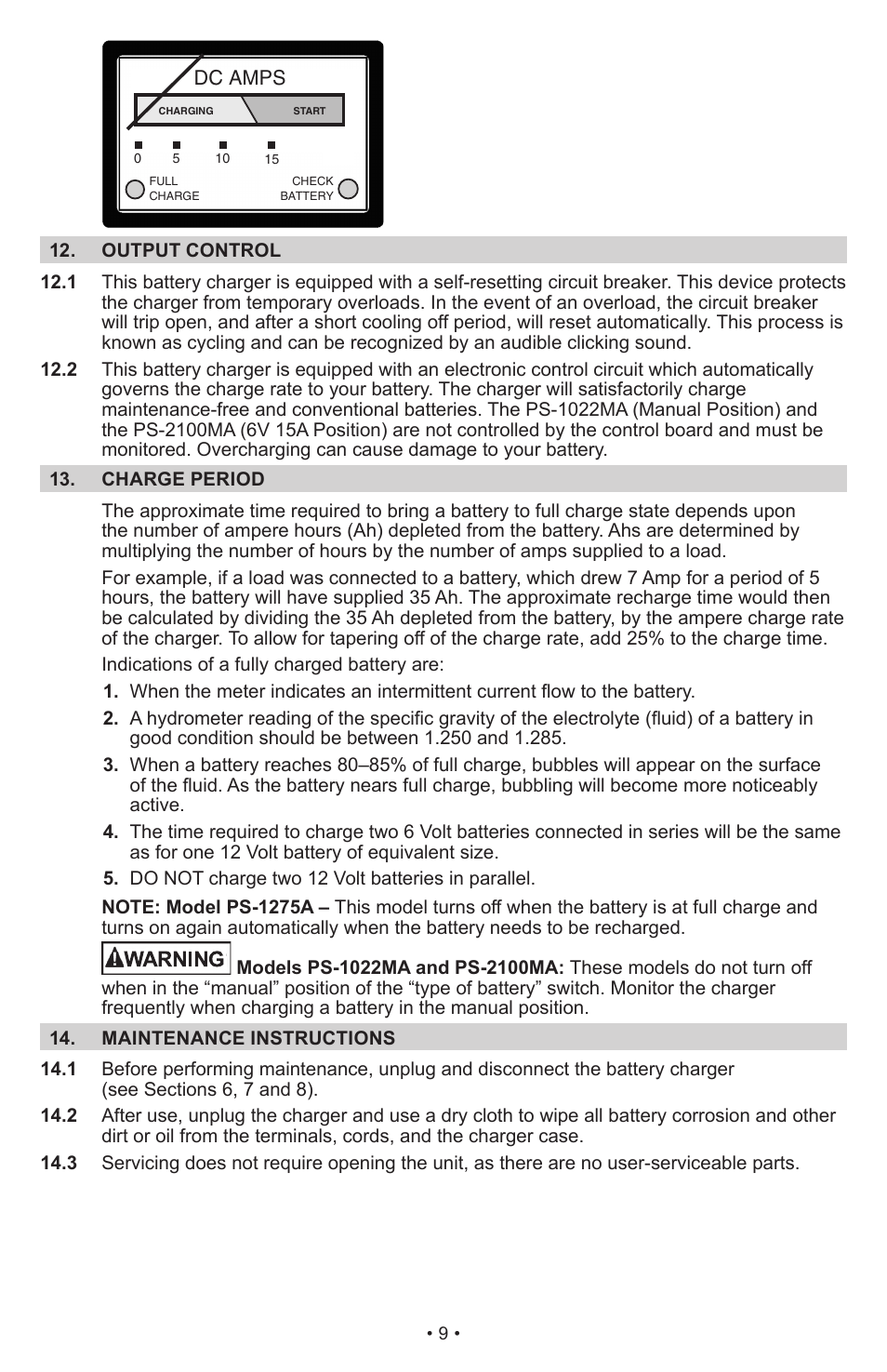 Schumacher Proseries Automatic PS-1022M User Manual | Page 9 / 36