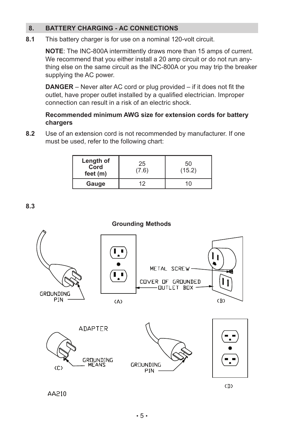 Schumacher INC-800A User Manual | Page 8 / 32