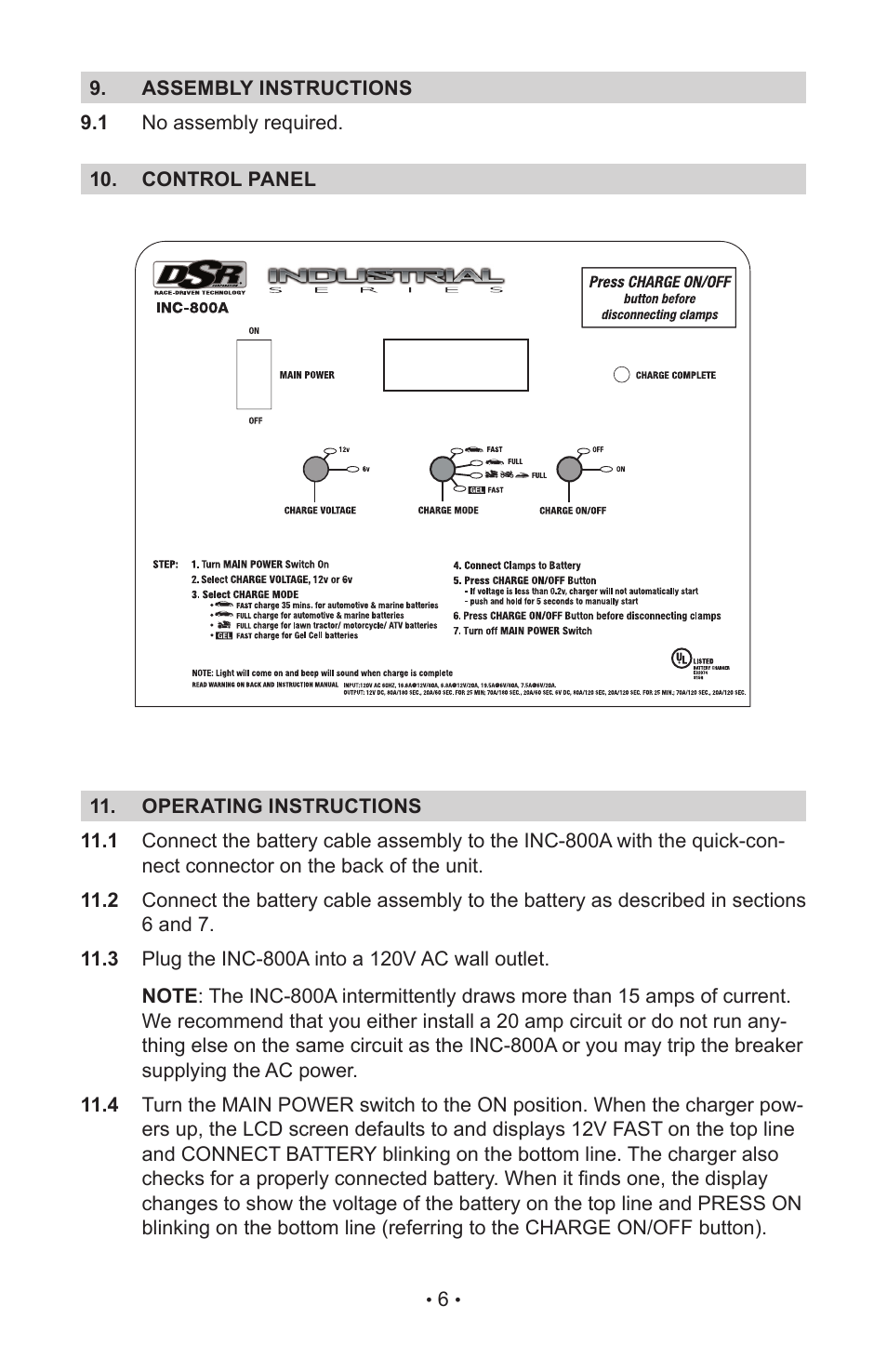 Schumacher INC-800A User Manual | Page 9 / 32