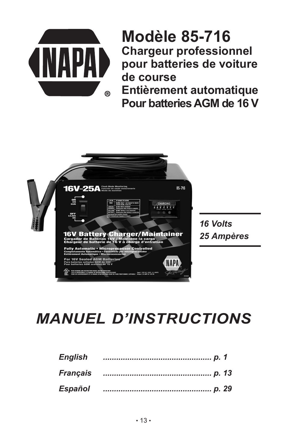 Manuel d’instructions | Schumacher 85-716 User Manual | Page 15 / 44