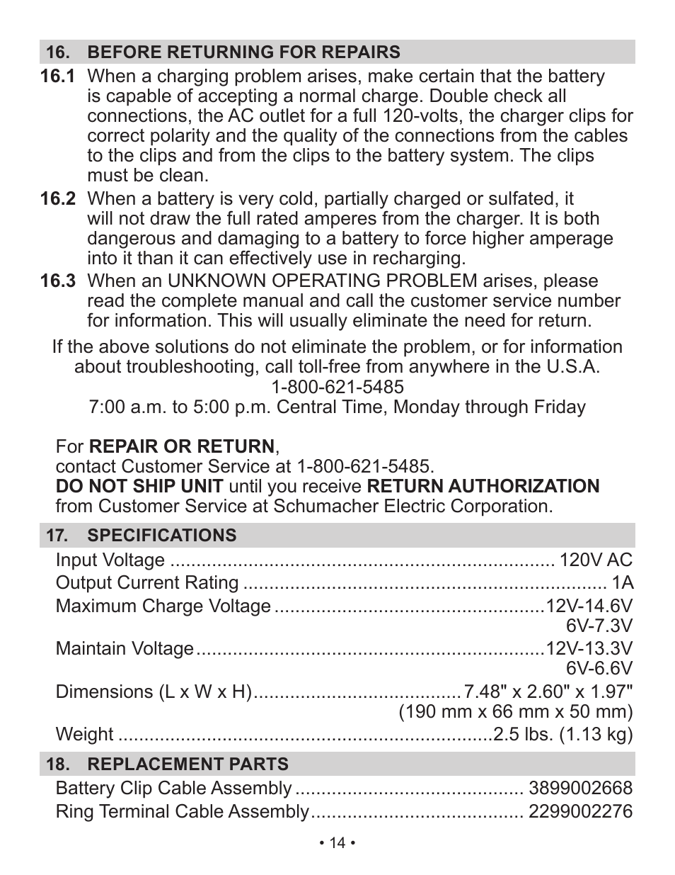 Schumacher Automatic /Maintainer SP2 User Manual | Page 14 / 35