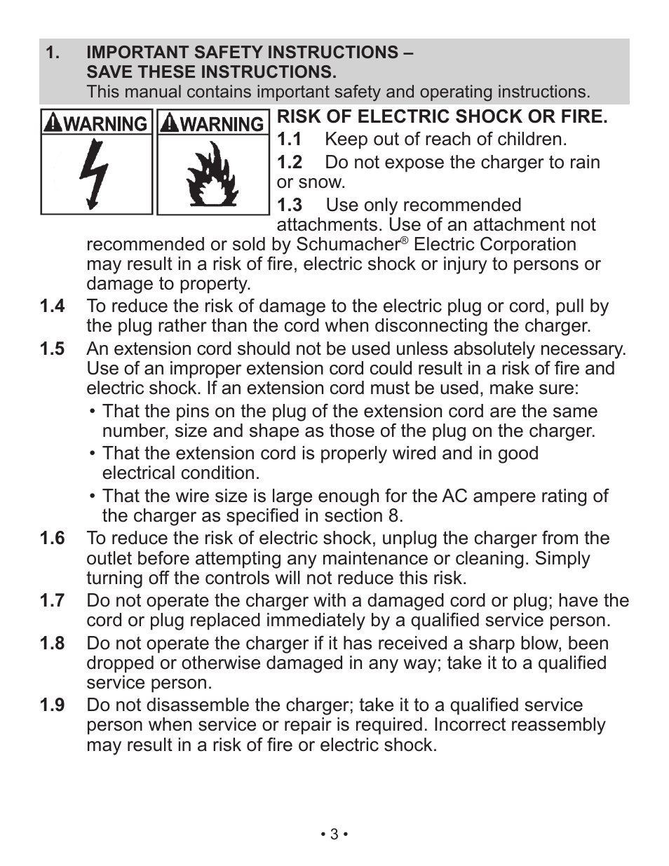 Schumacher Automatic /Maintainer SP2 User Manual | Page 3 / 35