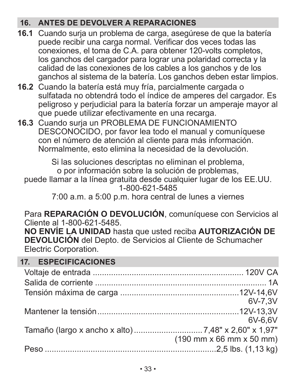 Schumacher Automatic /Maintainer SP2 User Manual | Page 33 / 35