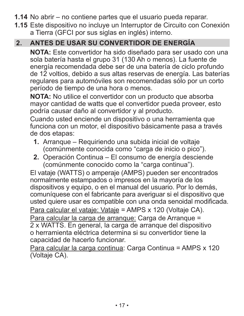 Schumacher Power Converter X141B User Manual | Page 17 / 27