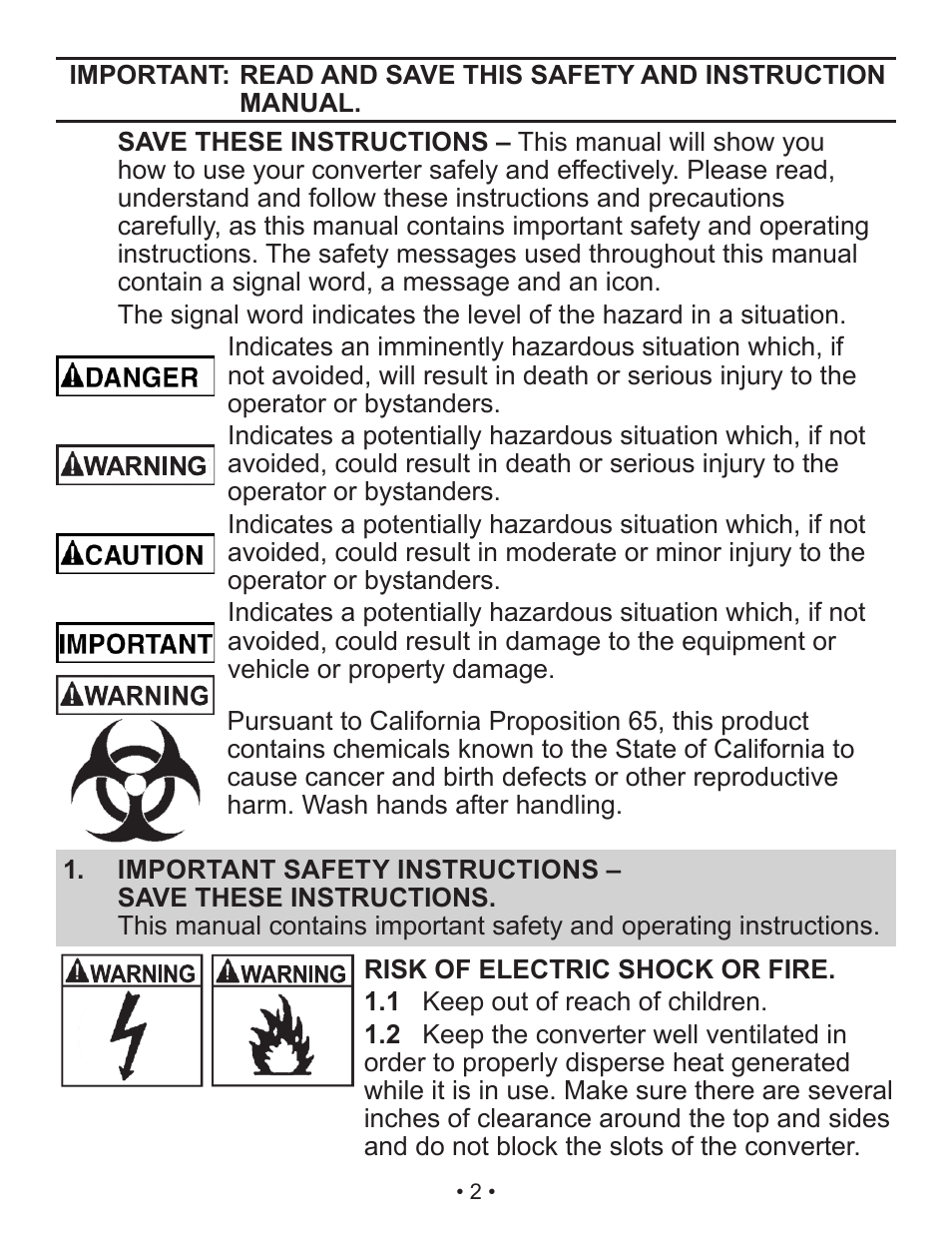 Schumacher Power Converter X141B User Manual | Page 2 / 27