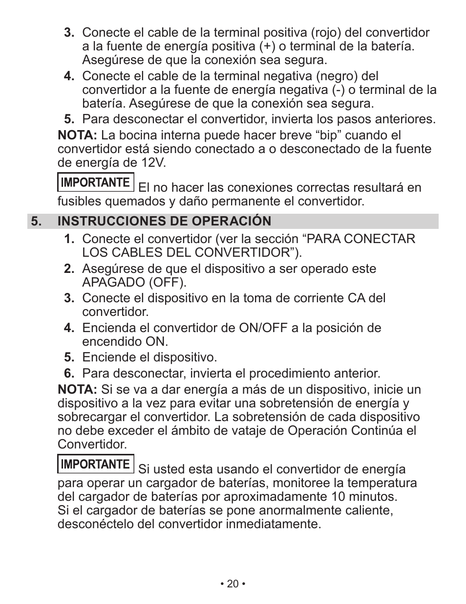 Schumacher Power Converter X141B User Manual | Page 20 / 27