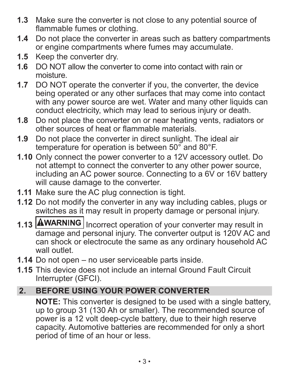 Schumacher Power Converter X141B User Manual | Page 3 / 27