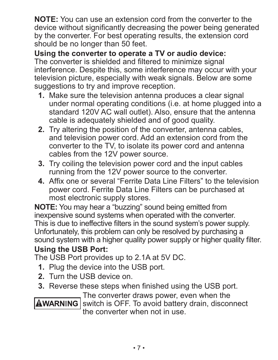 Schumacher Power Converter X141B User Manual | Page 7 / 27