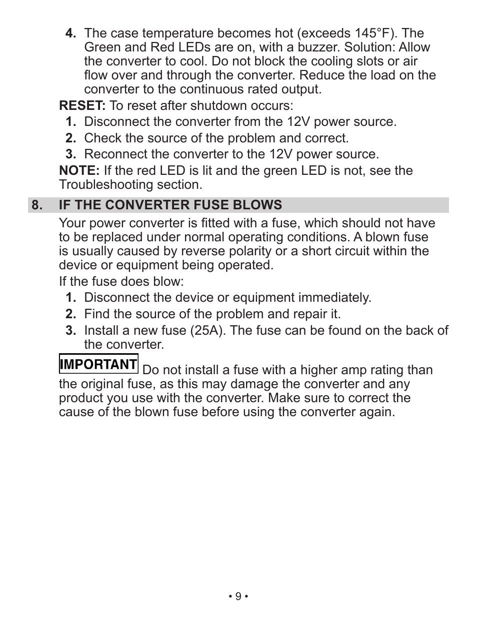 Schumacher Power Converter X141B User Manual | Page 9 / 27