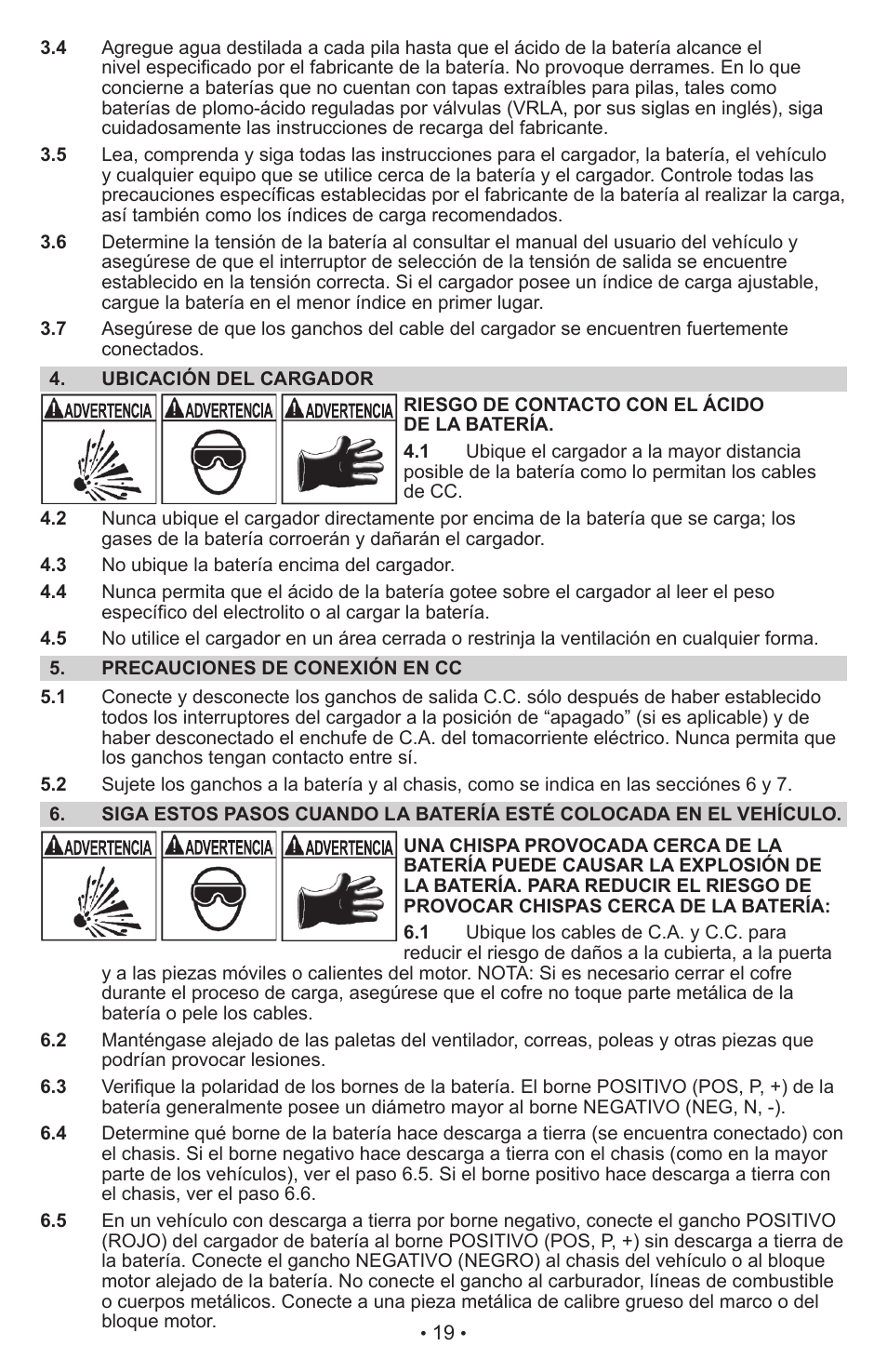 Schumacher Manual Cargador de Batera Manual SE-2254 User Manual | Page 19 / 31