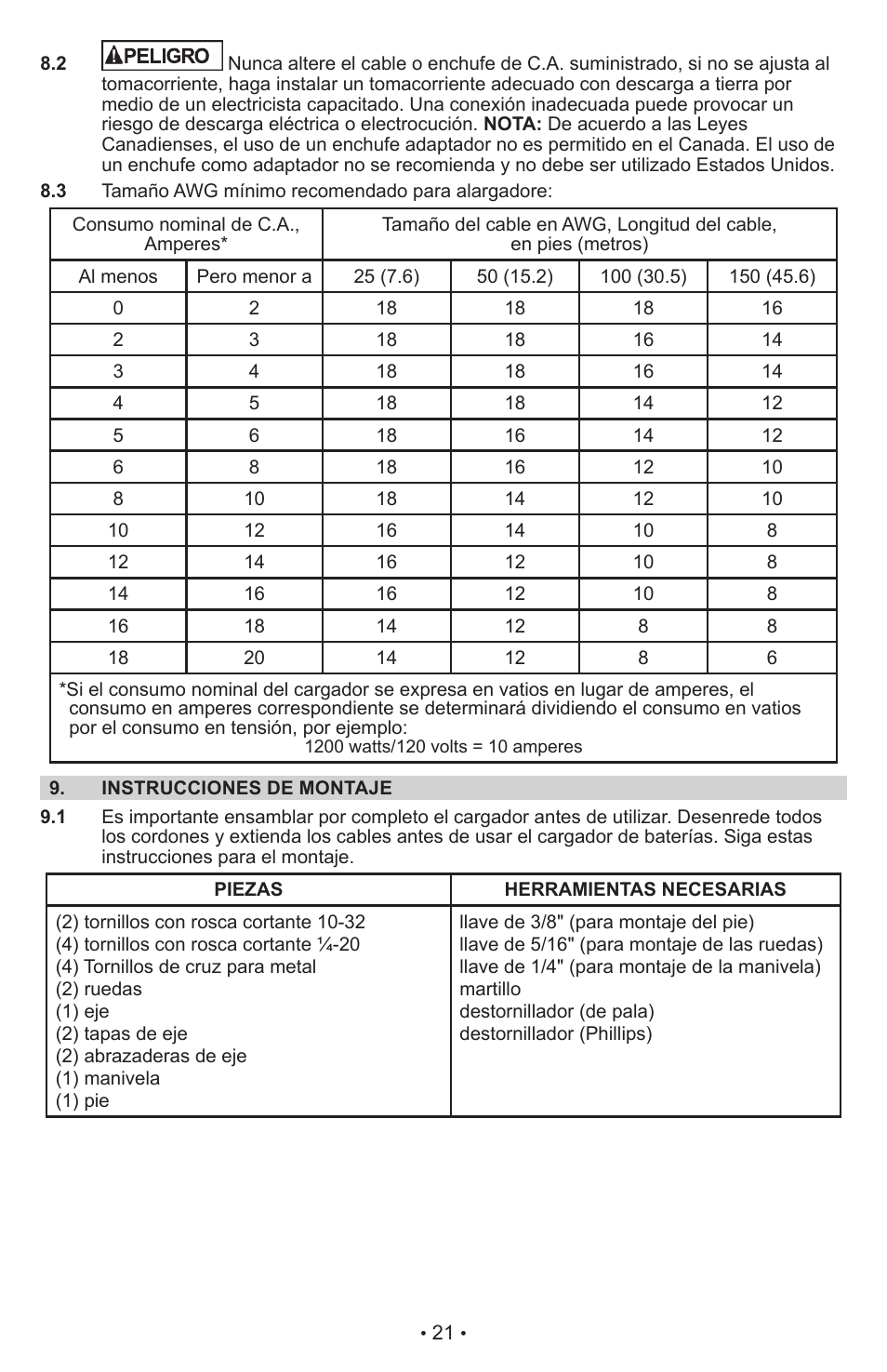 Schumacher Manual Cargador de Batera Manual SE-2254 User Manual | Page 21 / 31