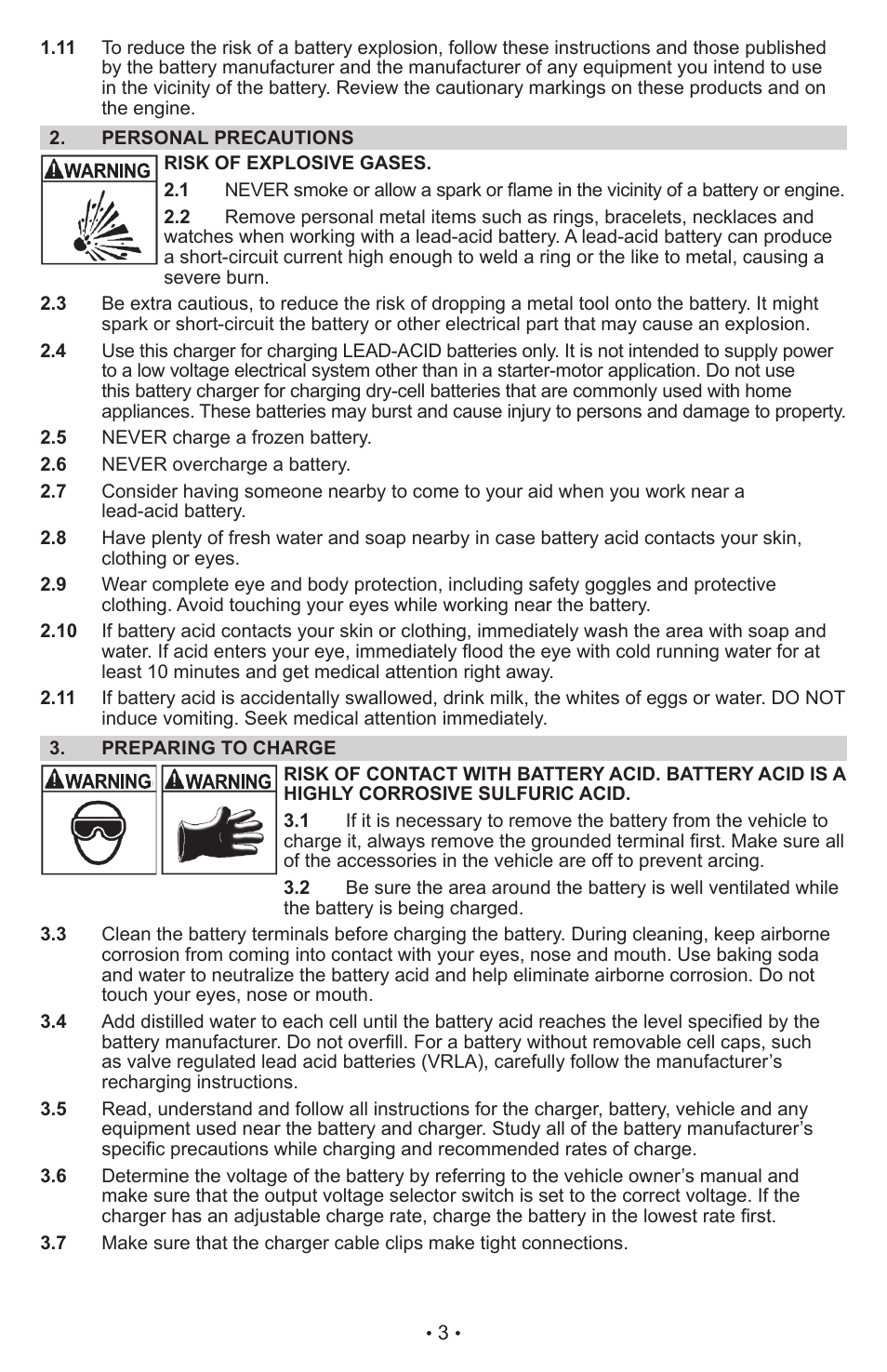 Schumacher Manual Cargador de Batera Manual SE-2254 User Manual | Page 3 / 31