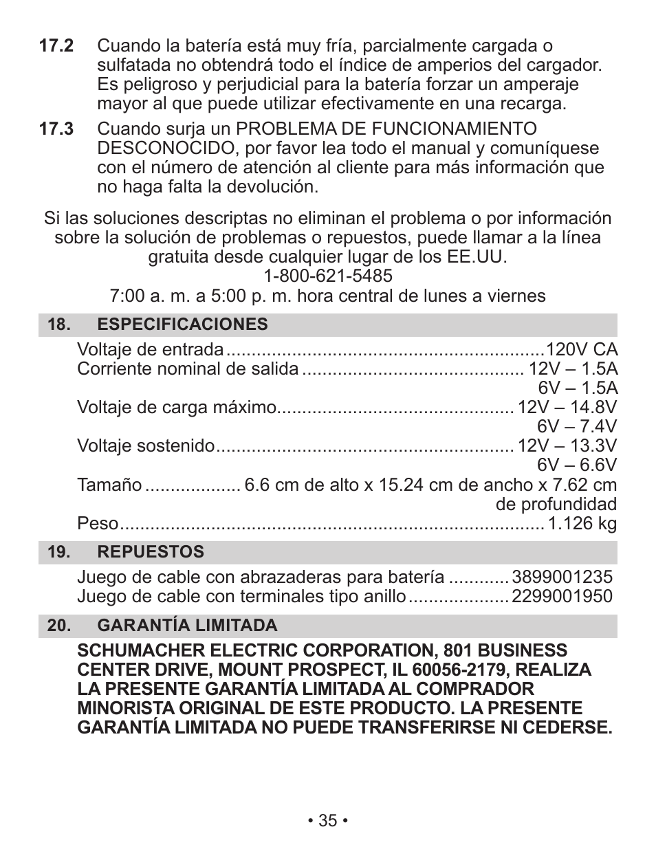 Schumacher Automatic SEM-1562A User Manual | Page 36 / 38