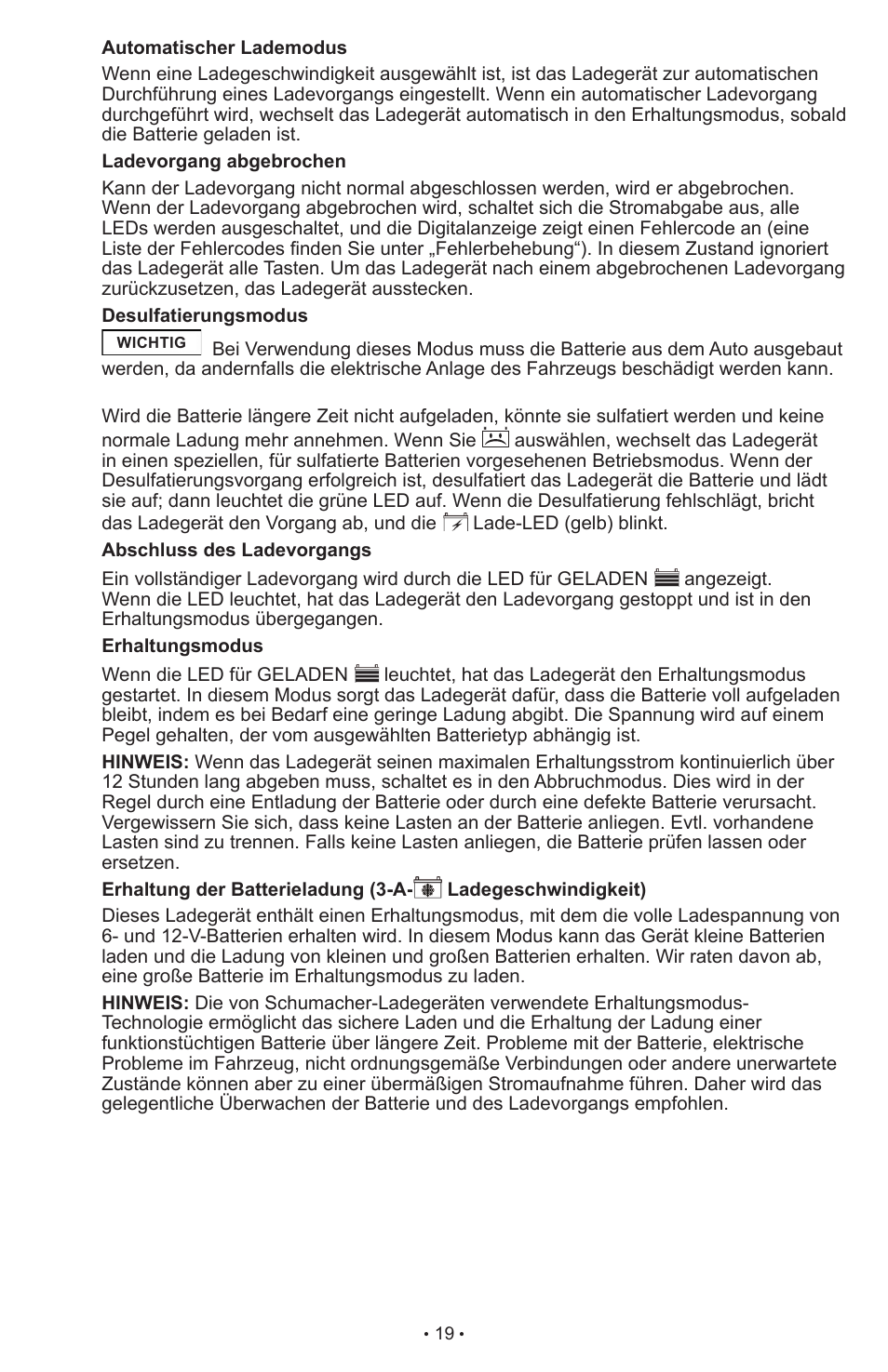 Schumacher Automatic with Engine Start SCI90 User Manual | Page 19 / 47