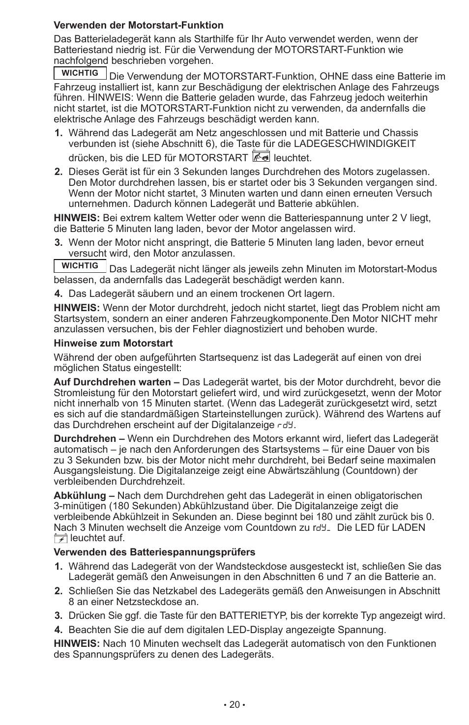Schumacher Automatic with Engine Start SCI90 User Manual | Page 20 / 47