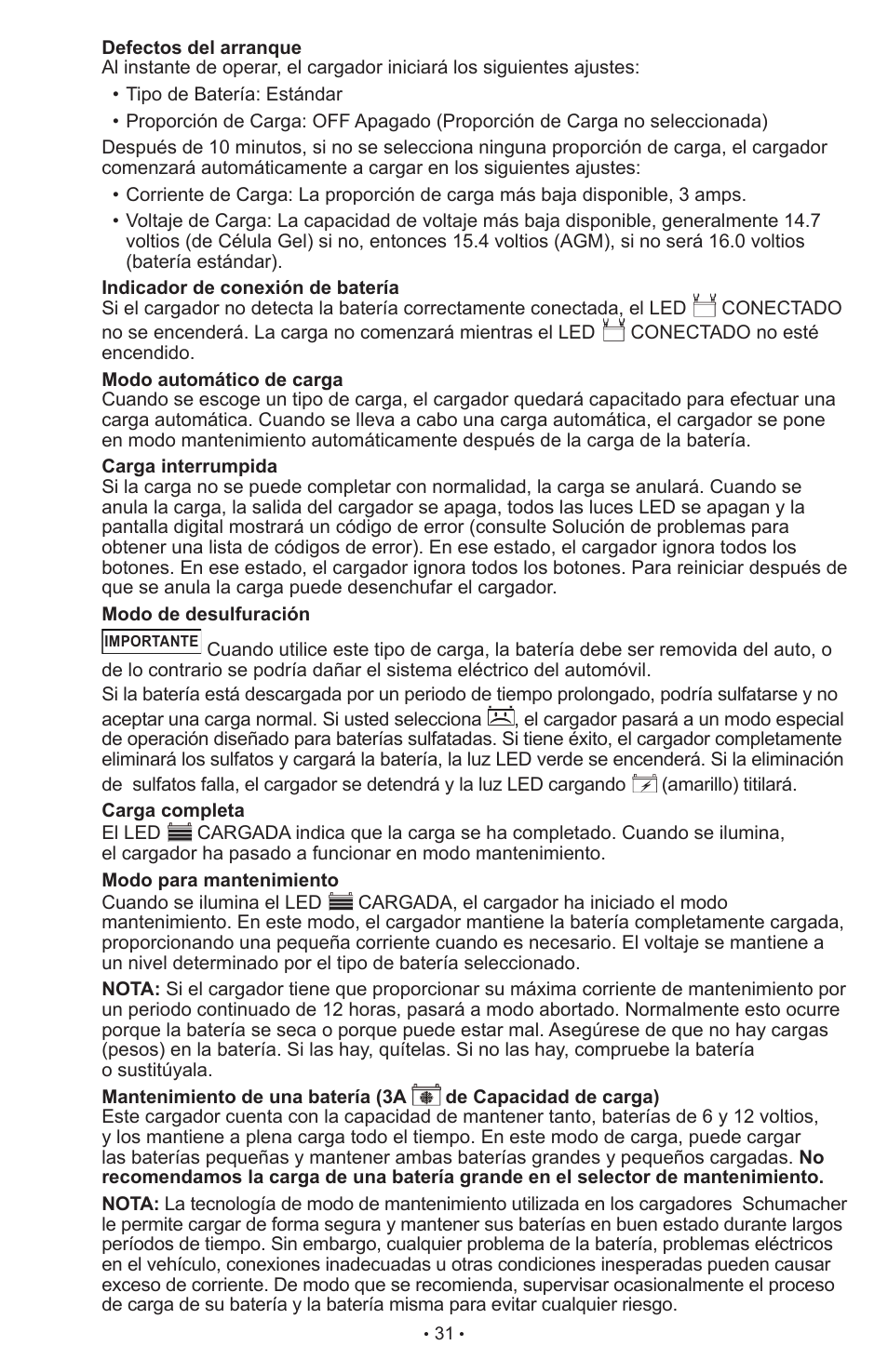 Schumacher Automatic with Engine Start SCI90 User Manual | Page 31 / 47