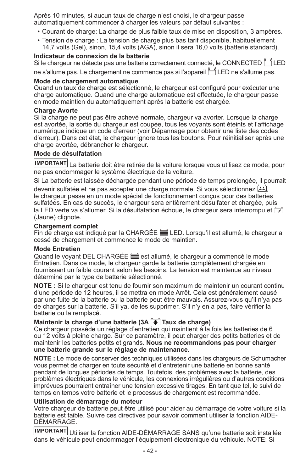 Schumacher Automatic with Engine Start SCI90 User Manual | Page 42 / 47