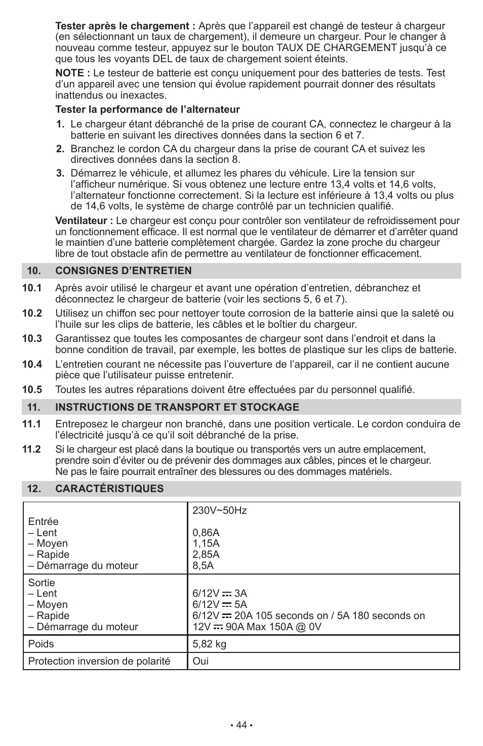 Schumacher Automatic with Engine Start SCI90 User Manual | Page 44 / 47