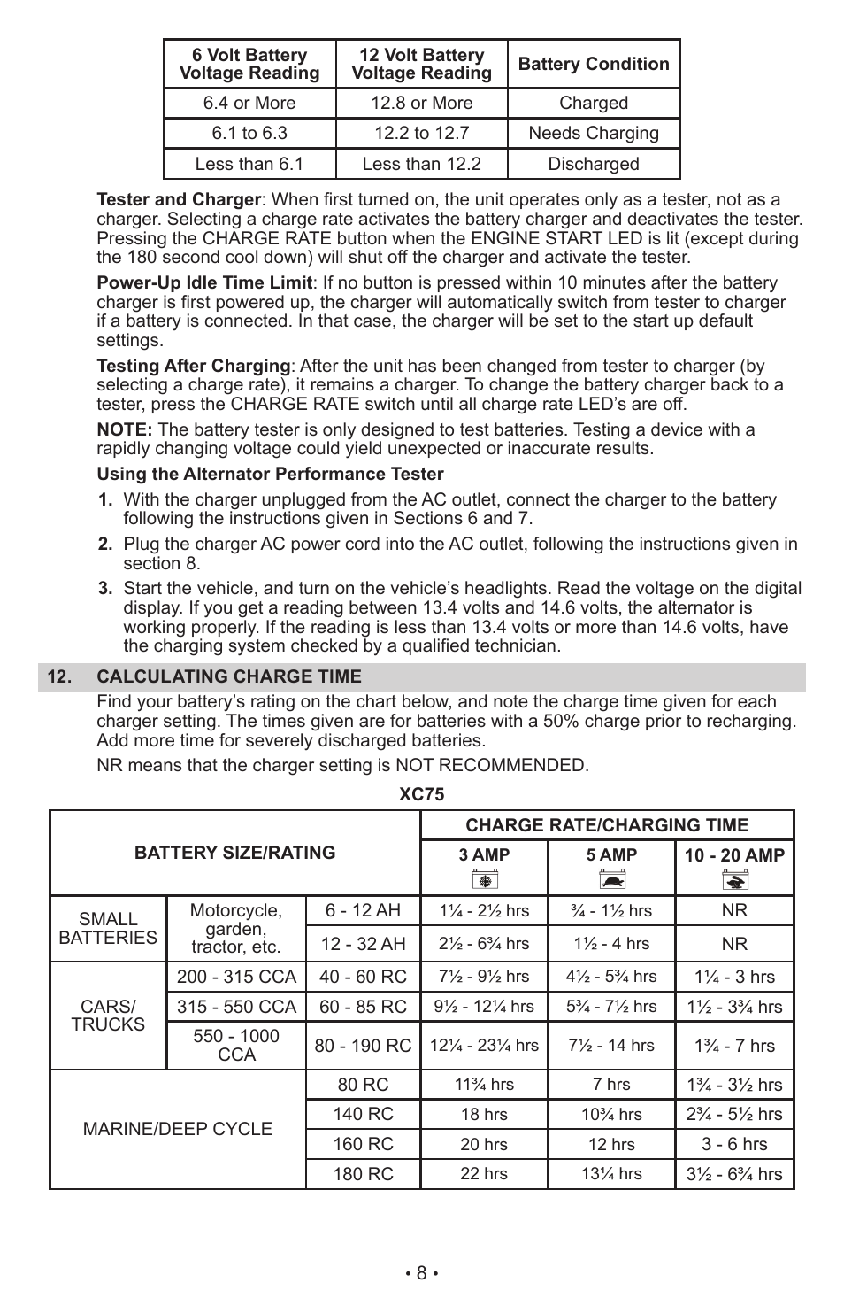 Schumacher AUTOMATIC BATTERY CHARGER XC75 User Manual | Page 9 / 29