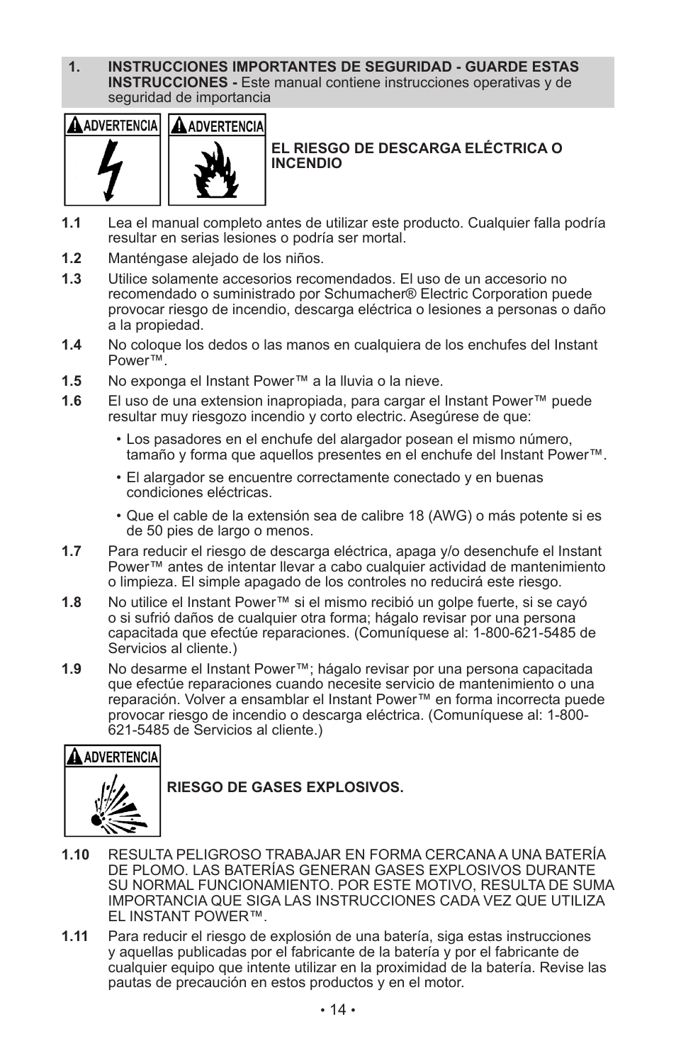 Schumacher INSTANT POWER Jump Starter and DC Power Source IP-125 User Manual | Page 18 / 40
