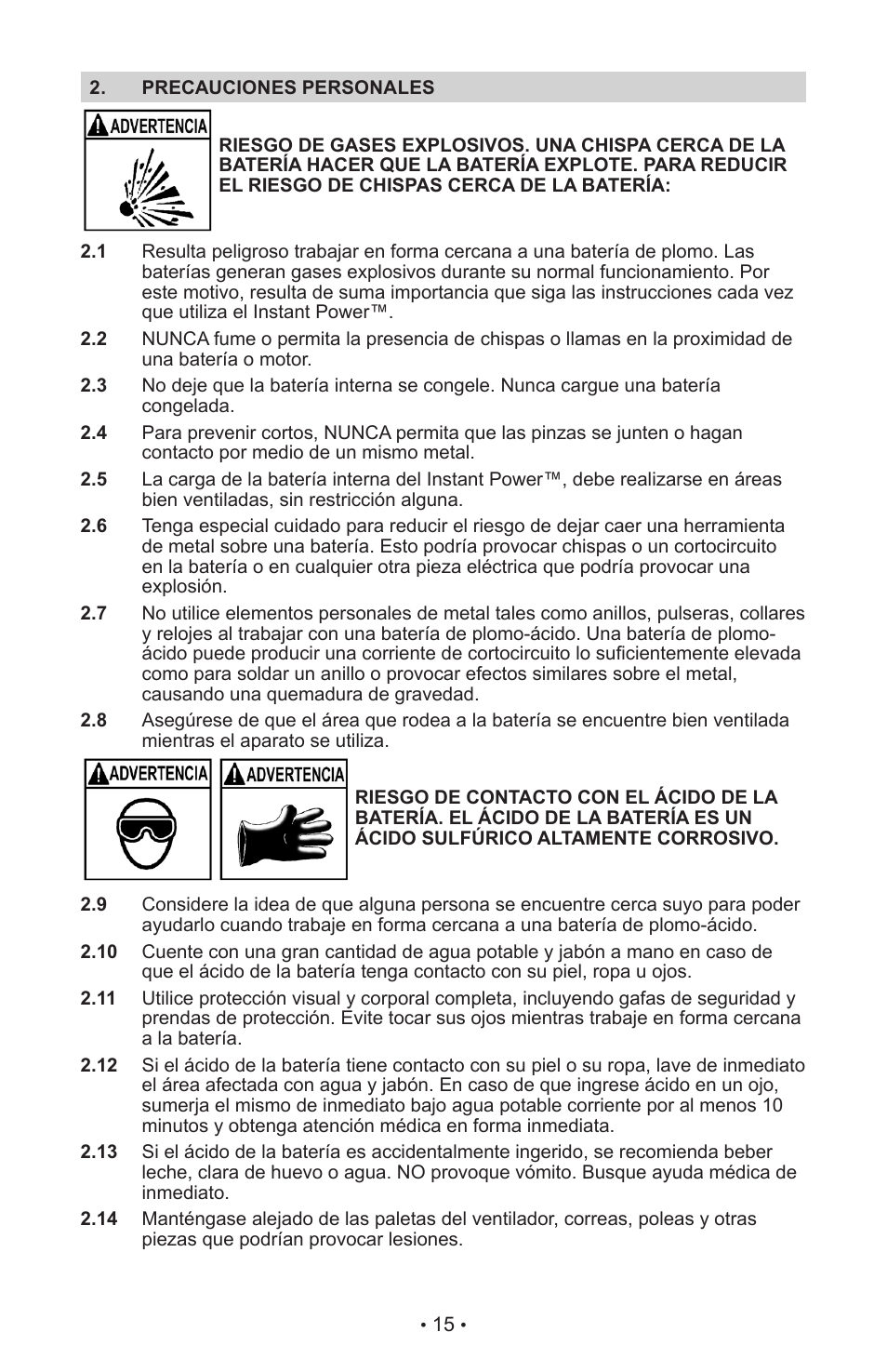Schumacher INSTANT POWER Jump Starter and DC Power Source IP-125 User Manual | Page 19 / 40
