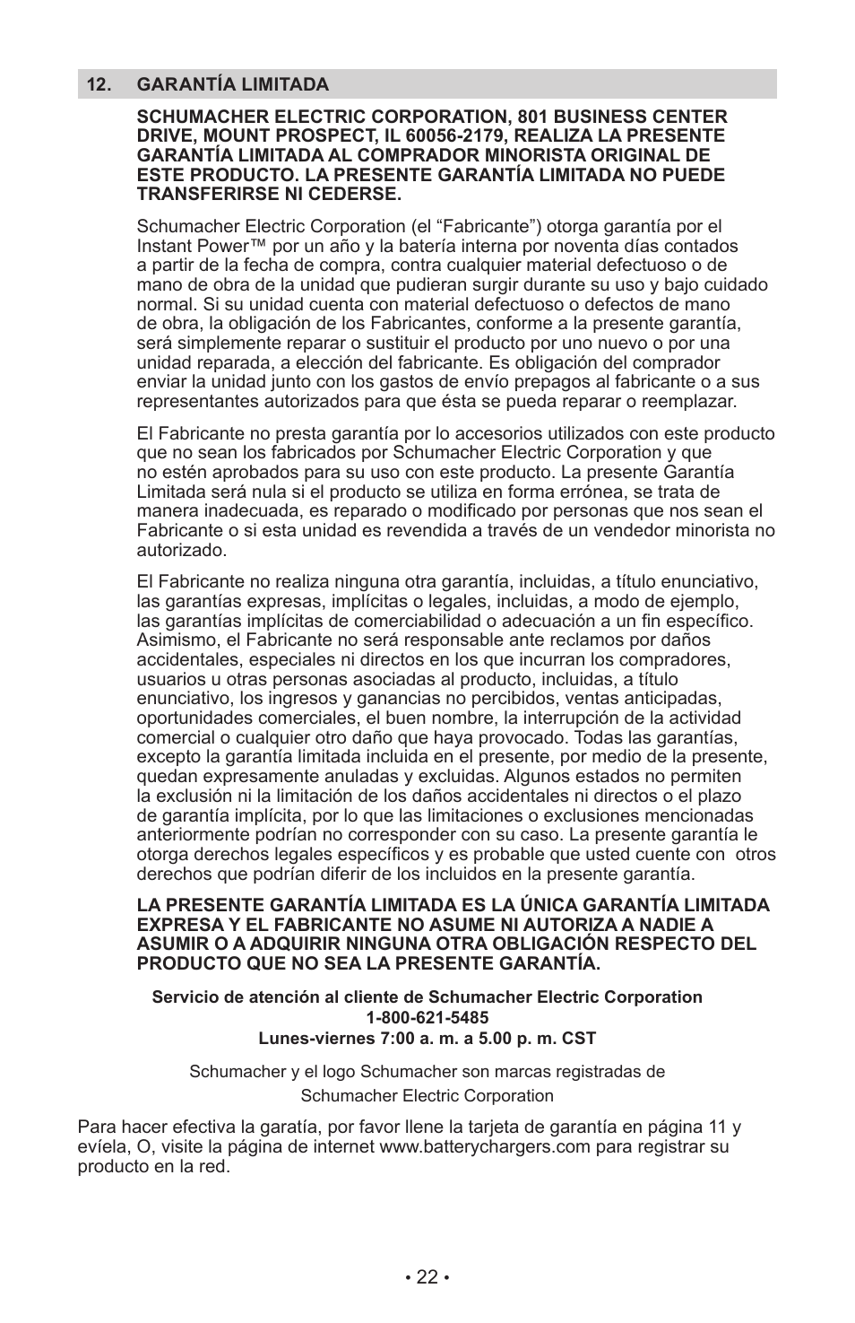 Schumacher INSTANT POWER Jump Starter and DC Power Source IP-125 User Manual | Page 26 / 40