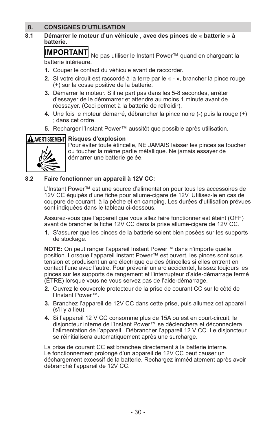 Schumacher INSTANT POWER Jump Starter and DC Power Source IP-125 User Manual | Page 34 / 40