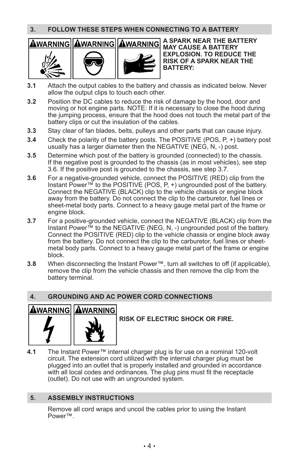 Schumacher INSTANT POWER Jump Starter and DC Power Source IP-125 User Manual | Page 8 / 40