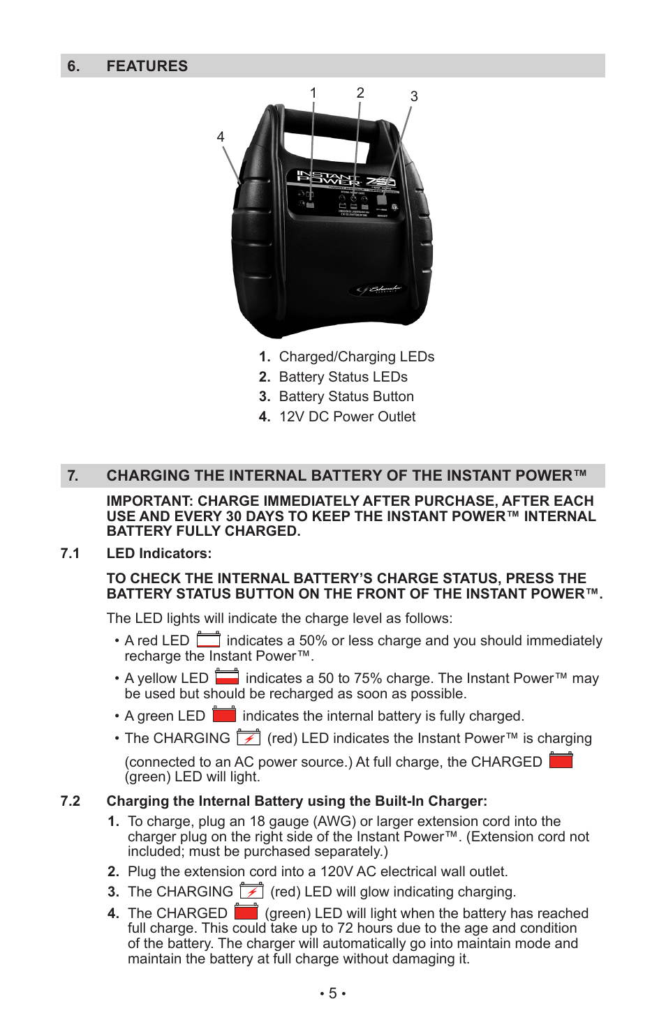 Schumacher INSTANT POWER Jump Starter and DC Power Source IP-125 User Manual | Page 9 / 40