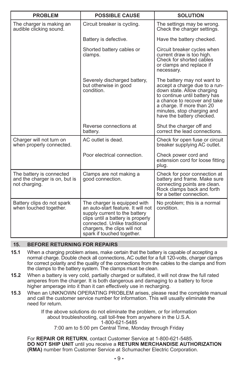 Schumacher SC-600A User Manual | Page 9 / 23