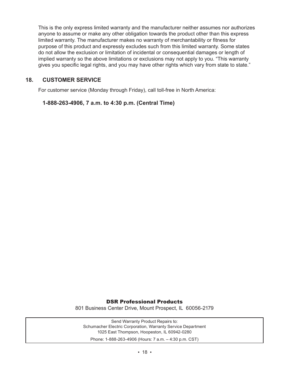 Schumacher 85-8100 User Manual | Page 18 / 56