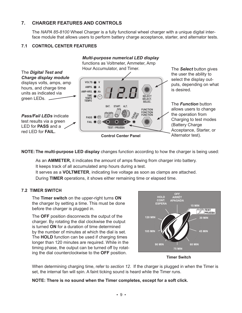 Charger features and controls | Schumacher 85-8100 User Manual | Page 9 / 56