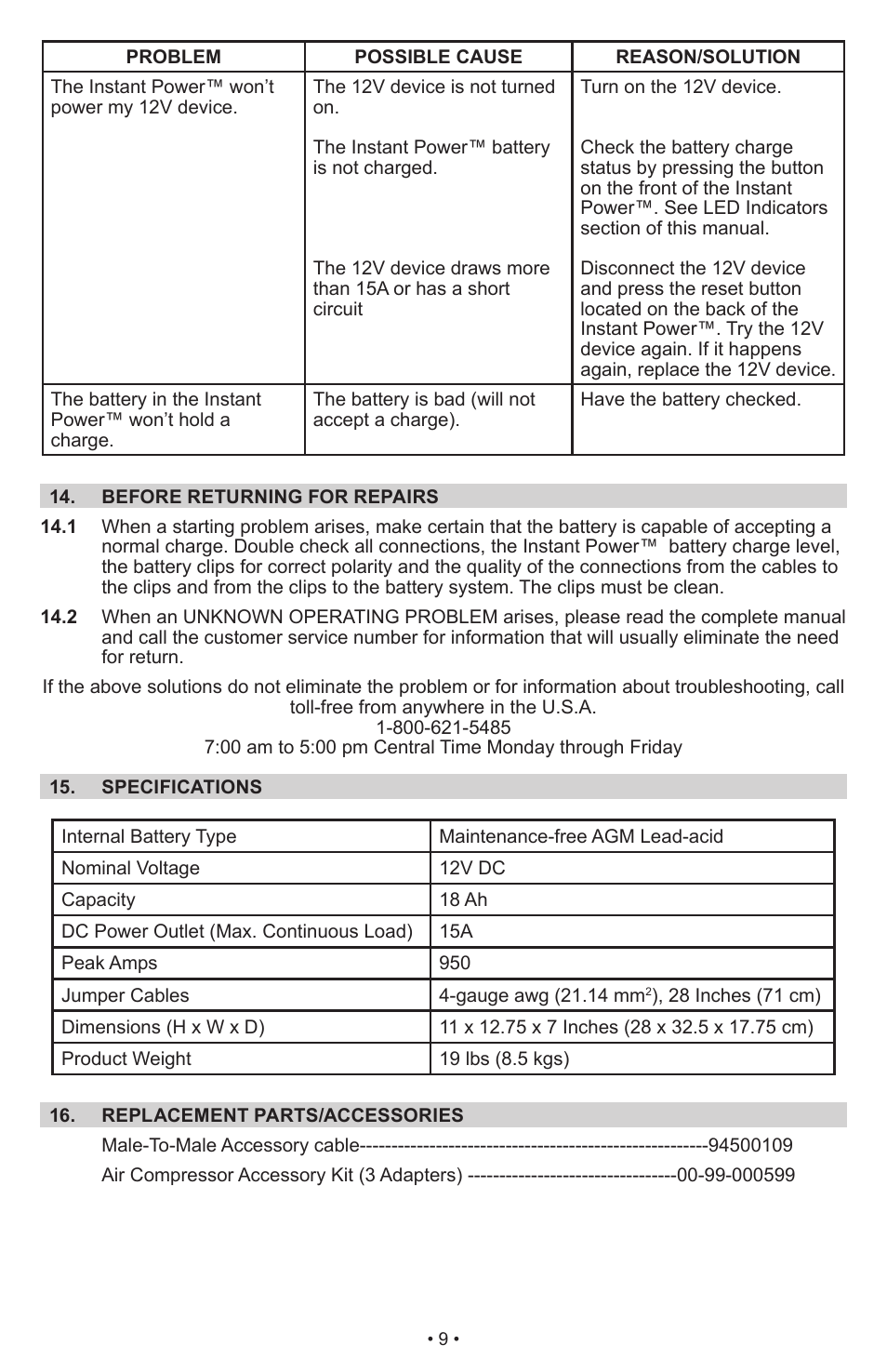 Schumacher IP-1875C User Manual | Page 13 / 40