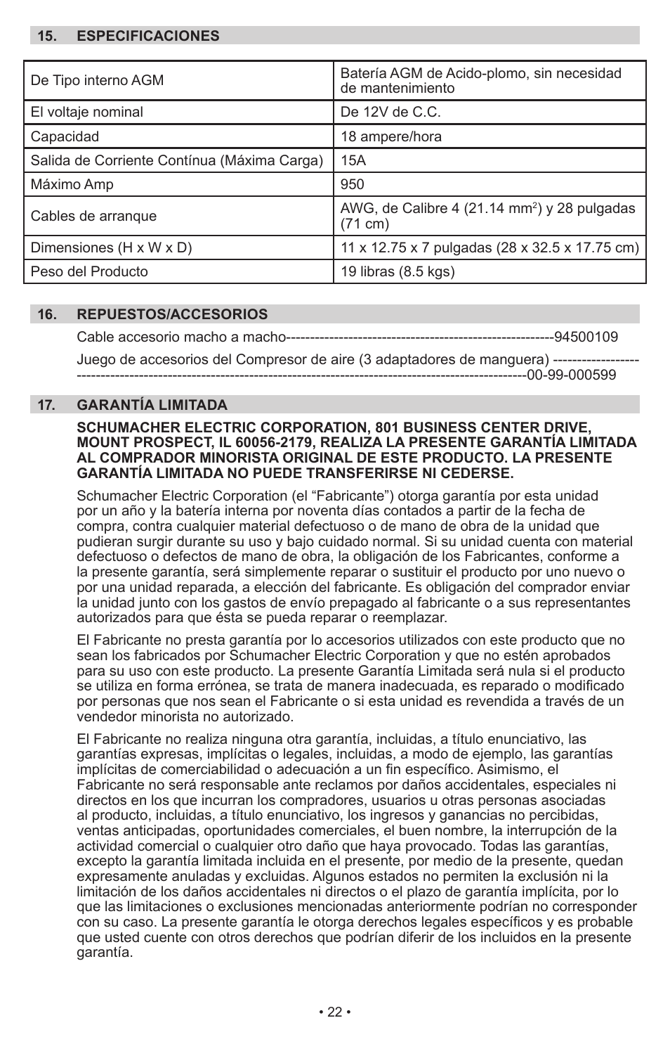 Schumacher IP-1875C User Manual | Page 26 / 40