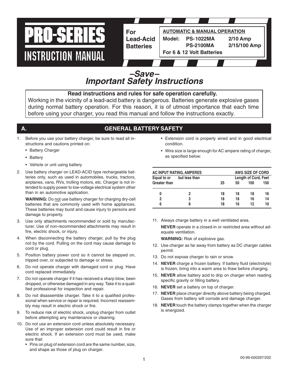 Schumacher PS-2100MA User Manual | 12 pages
