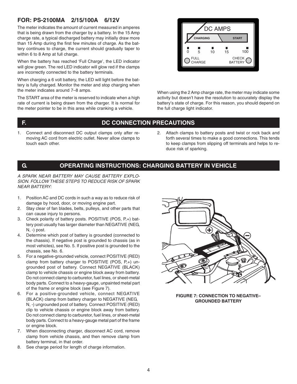 Dc amps | Schumacher PS-2100MA User Manual | Page 4 / 12