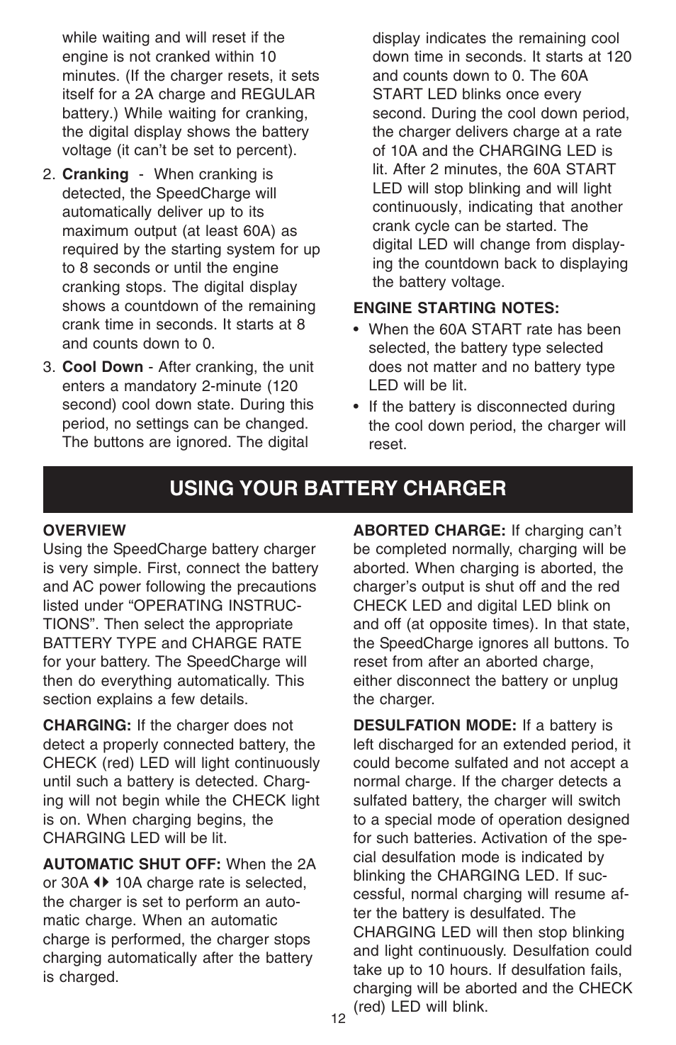 Using your battery charger | Schumacher SC-6000A User Manual | Page 12 / 16