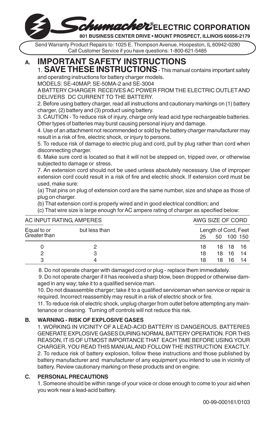 Schumacher SE-3004 User Manual | 10 pages