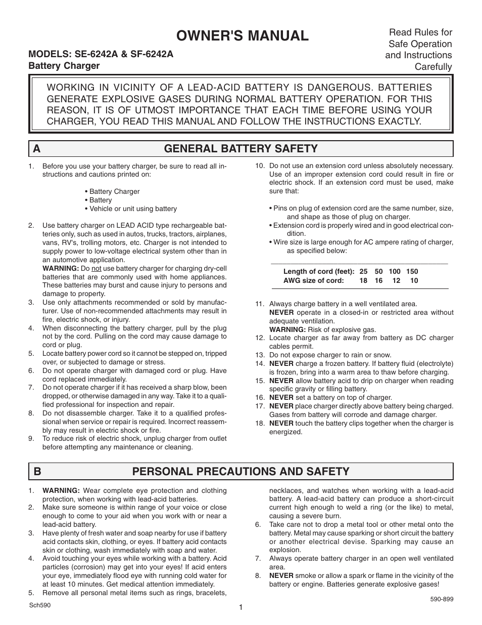 Schumacher SE-6242A User Manual | 8 pages