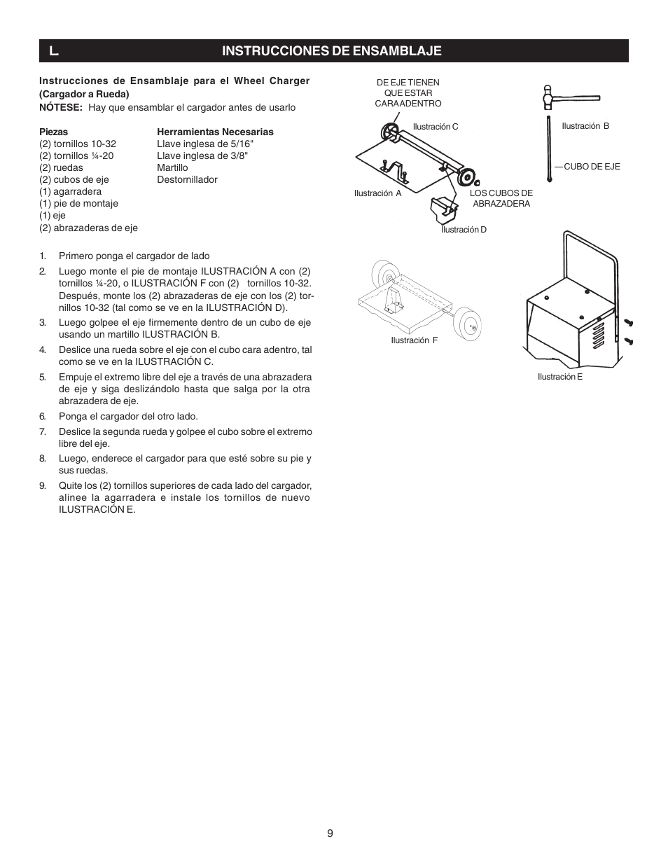 L. instrucciones de ensamblaje | Schumacher PS-5250 User Manual | Page 21 / 24