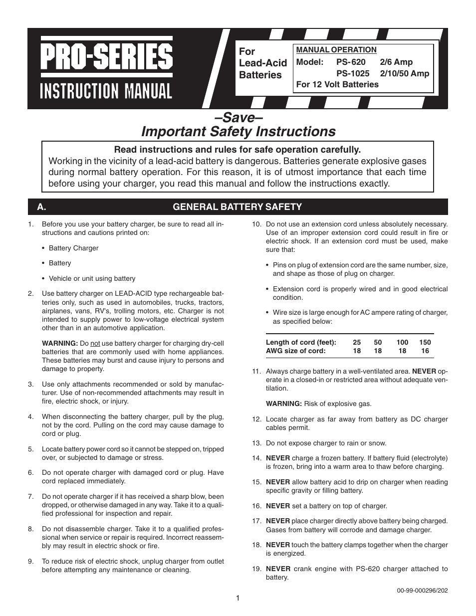 Schumacher PS-1025 User Manual | 12 pages