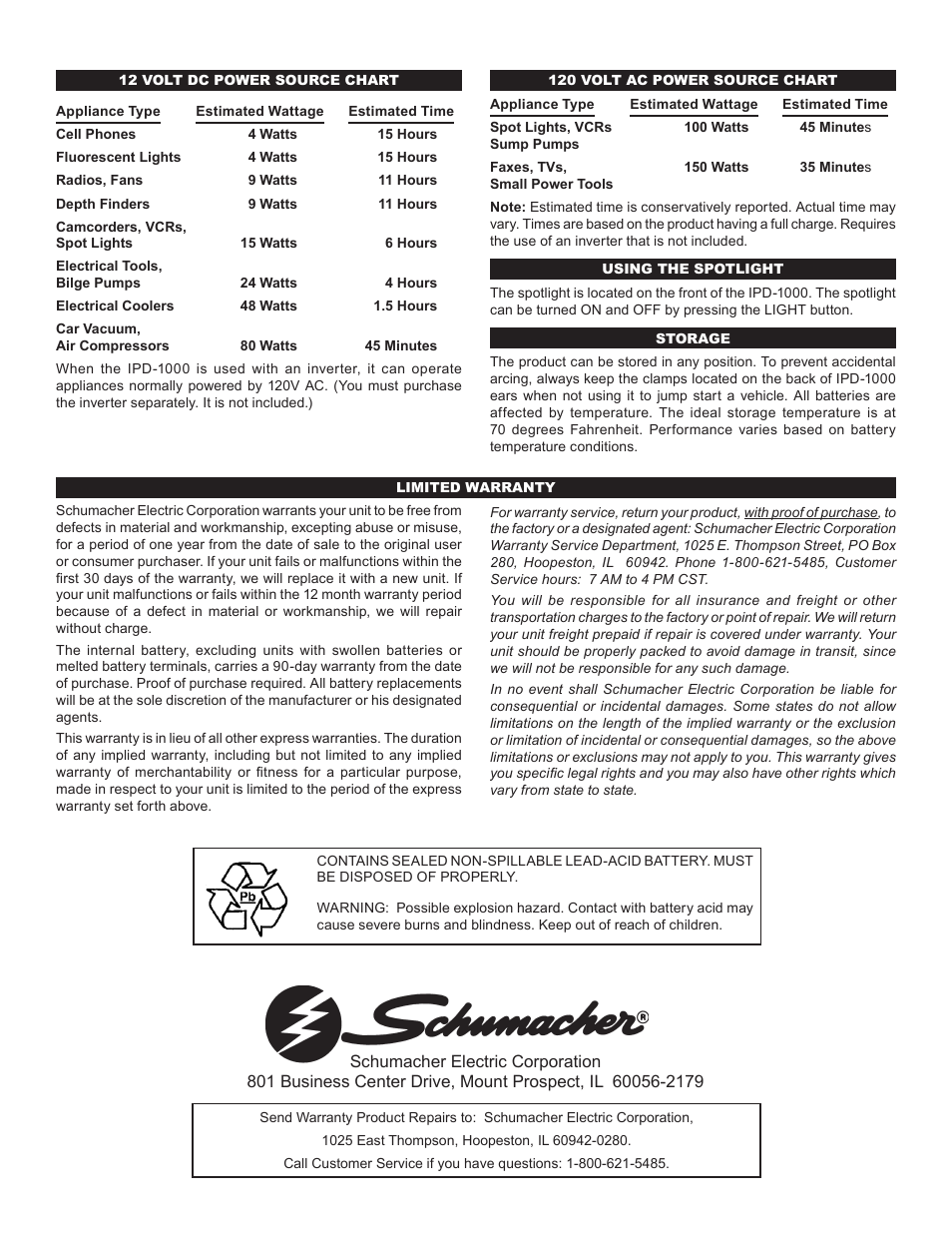 Schumacher Instant Power 00-99-000656 User Manual | Page 2 / 2