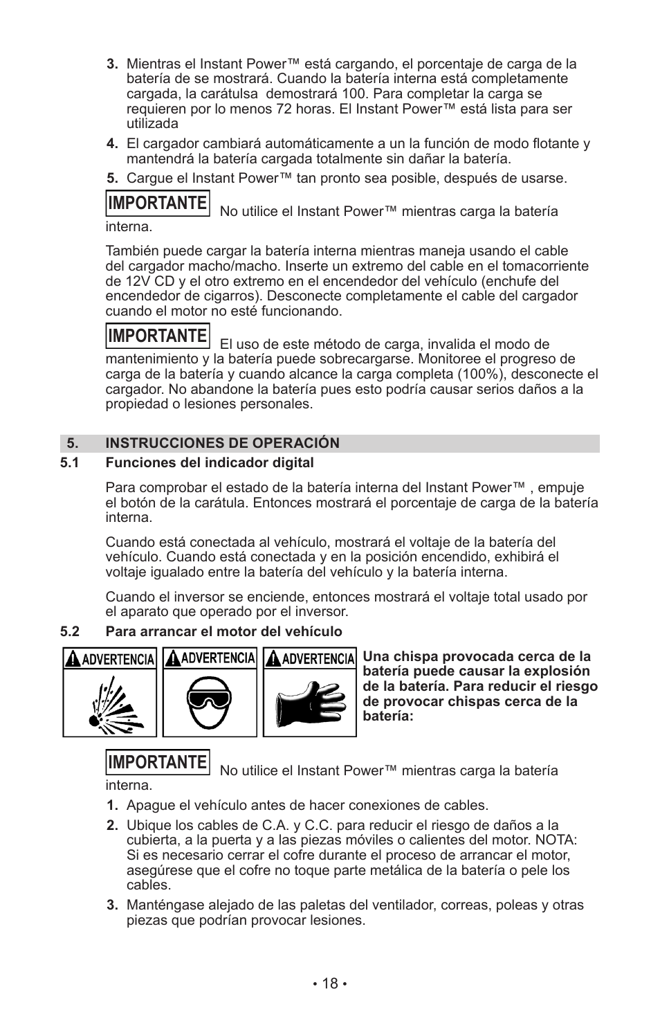 Importante | Schumacher XP2260 User Manual | Page 21 / 30