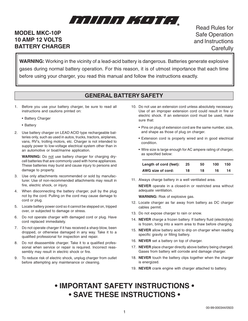 Schumacher MKC-10P User Manual | 8 pages